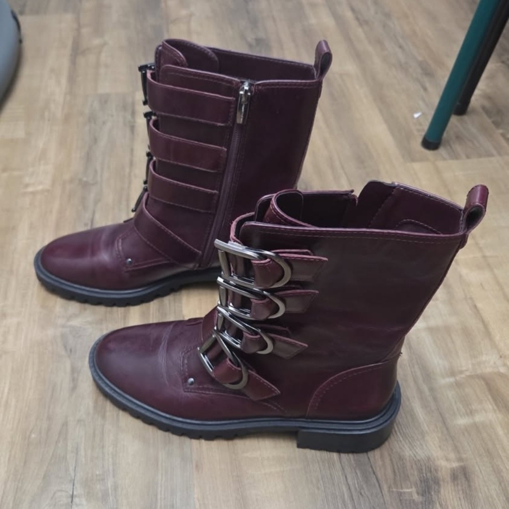 Vince Camuto Dark Burgundy Combat Boots
